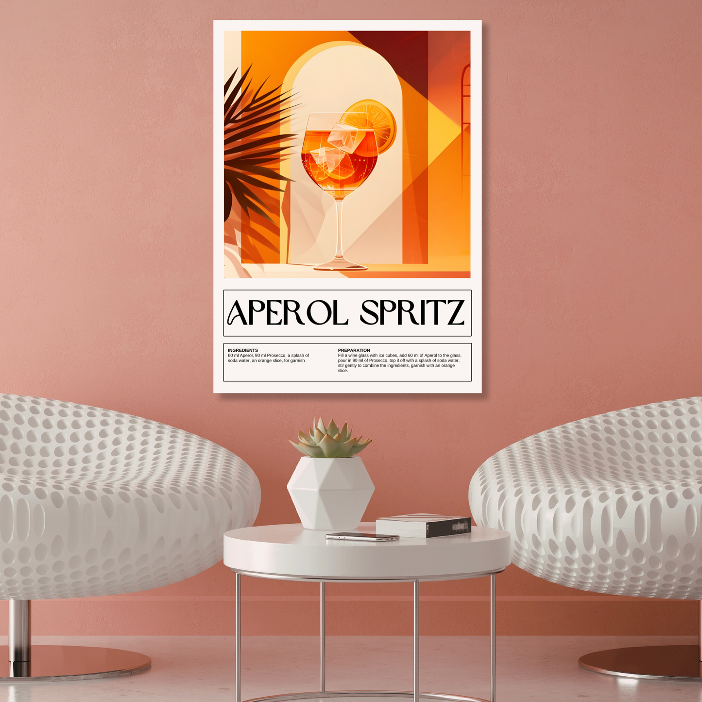 Aperol Spritz Cocktail Wall Art Canvas Print