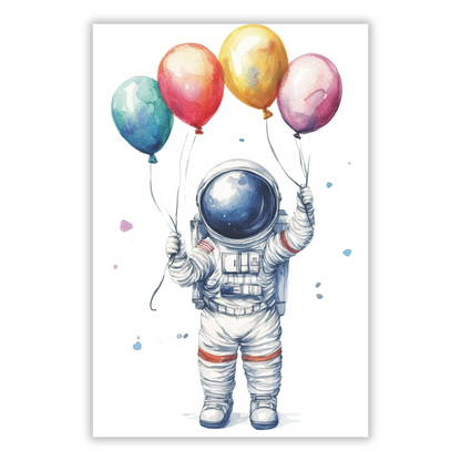 Astronaut & Balloons Canvas Wall Art Print