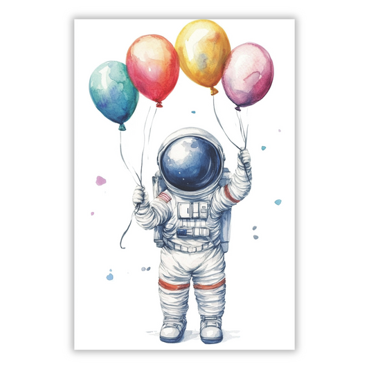 Astronaut & Balloons Canvas Wall Art Print