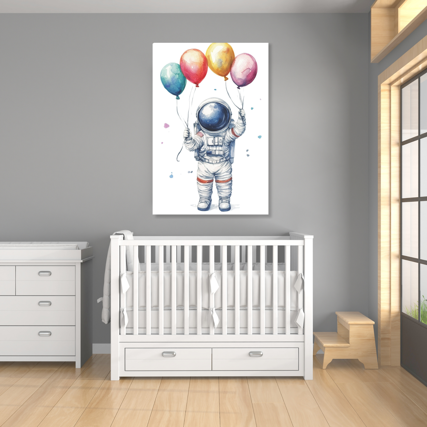 Astronaut & Balloons Canvas Wall Art Print