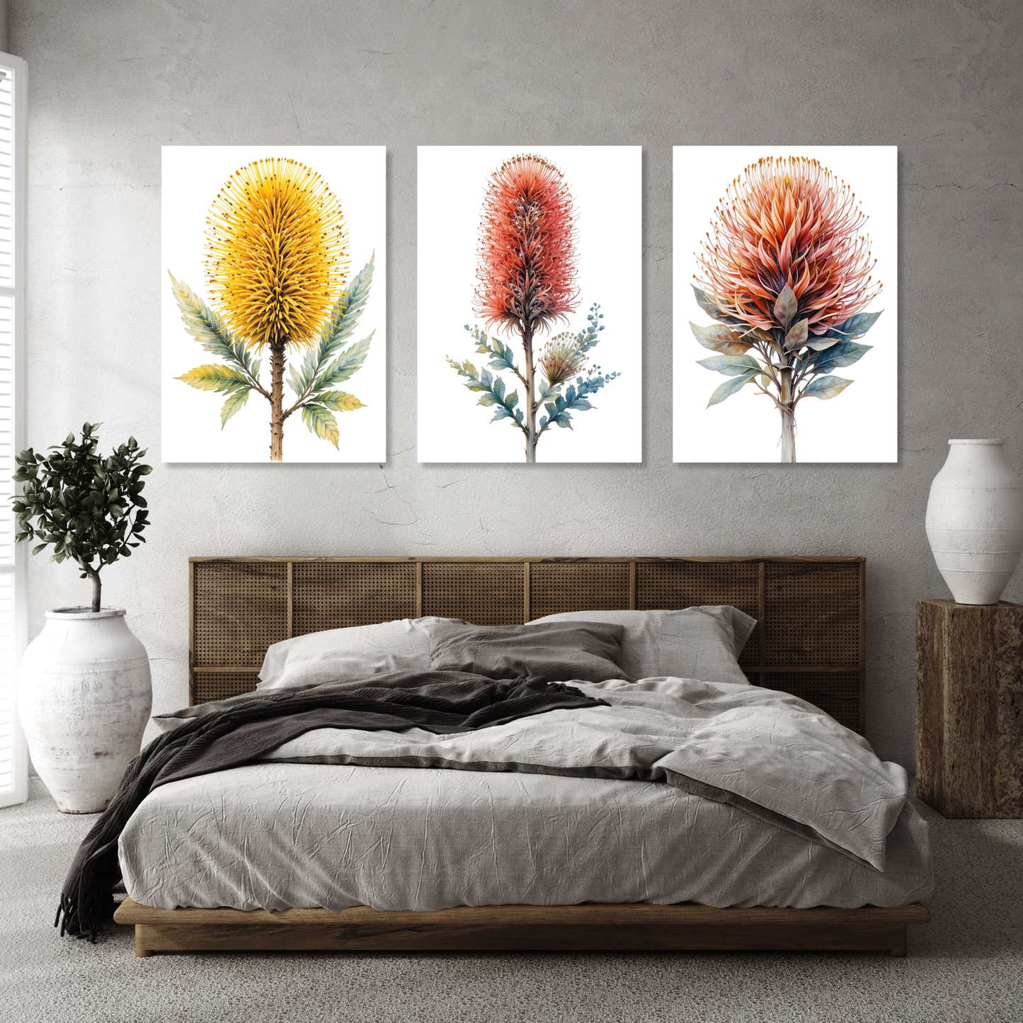 Bush Blooms Set of 3 Wall Art Canvas Prints