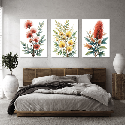 Native Flora Set of 3 Wall Art Canvas Prints