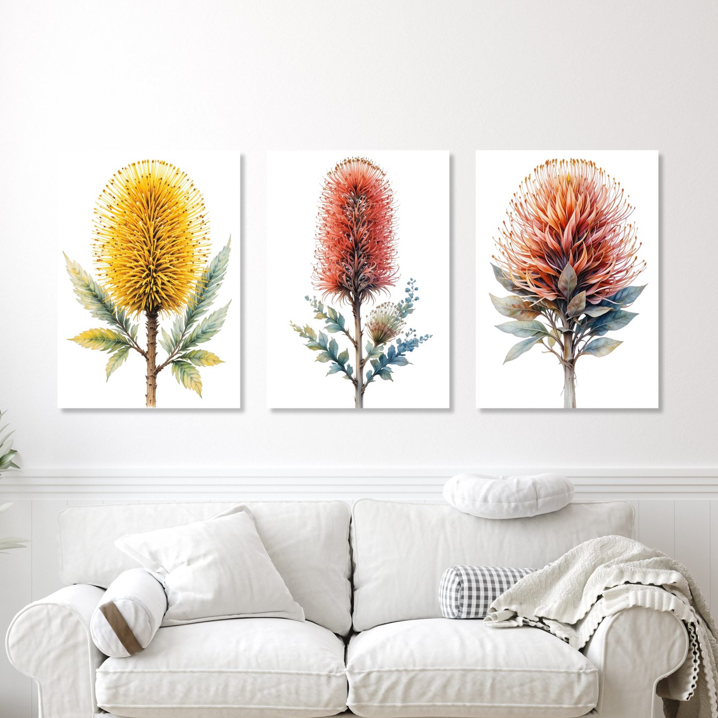 Bush Blooms Set of 3 Wall Art Canvas Prints