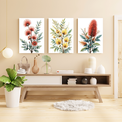 Native Flora Set of 3 Wall Art Canvas Prints