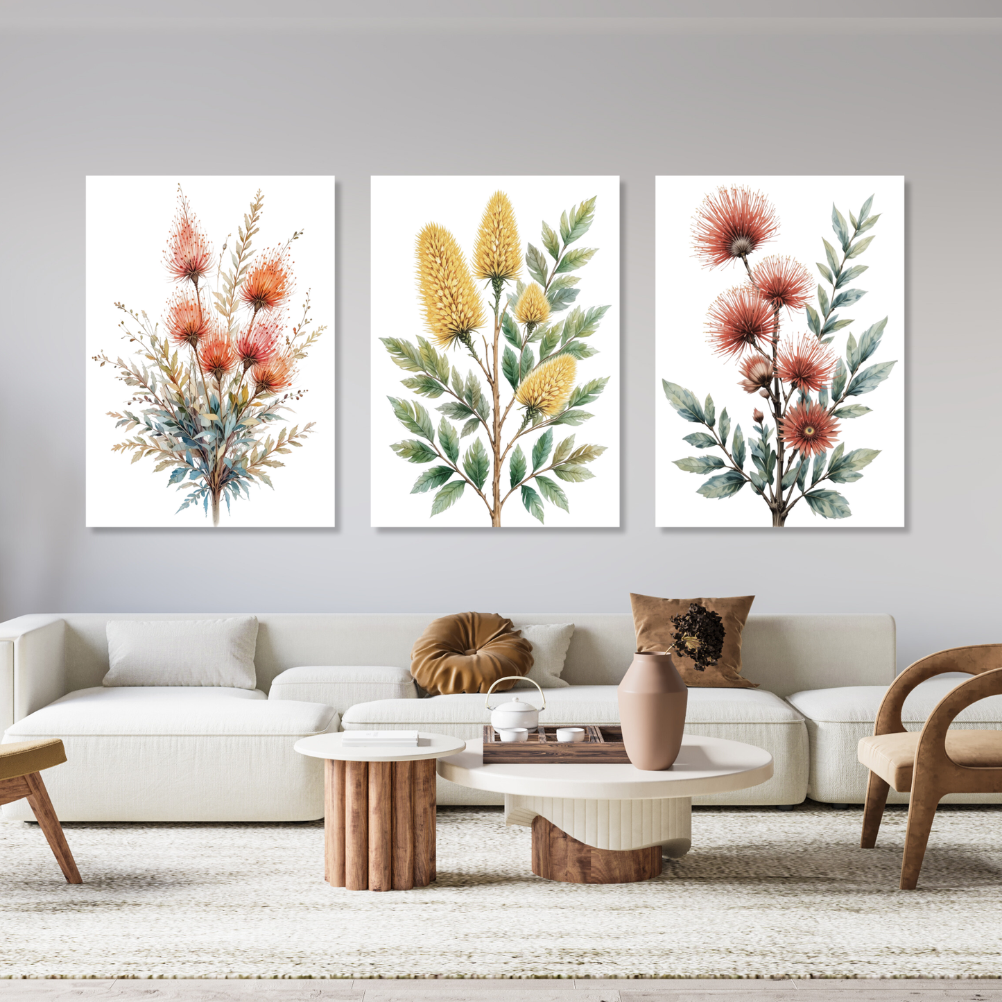 Australian Flora Set of 3 Wall Art Canvas Prints