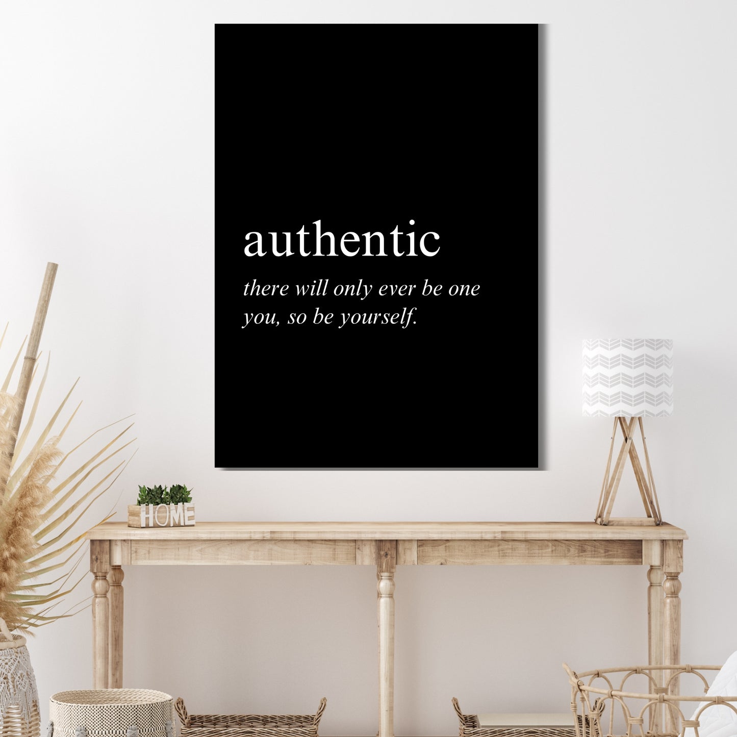 Authentic on Black Inspirational Wall Art Canvas Print