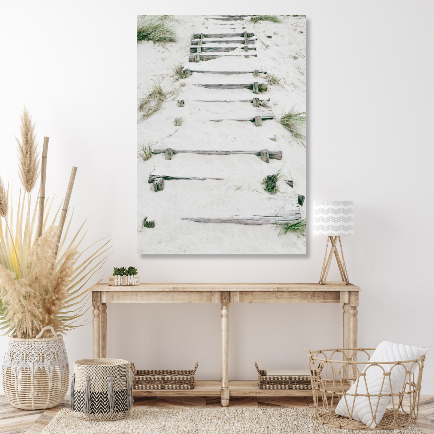 Sandy Beach Stairs Wall Art Canvas Print