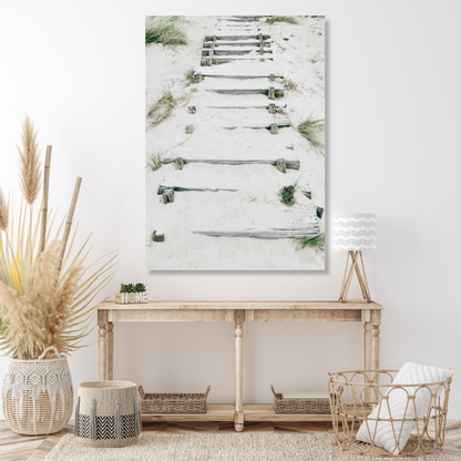 Sandy Beach Stairs Wall Art Canvas Print