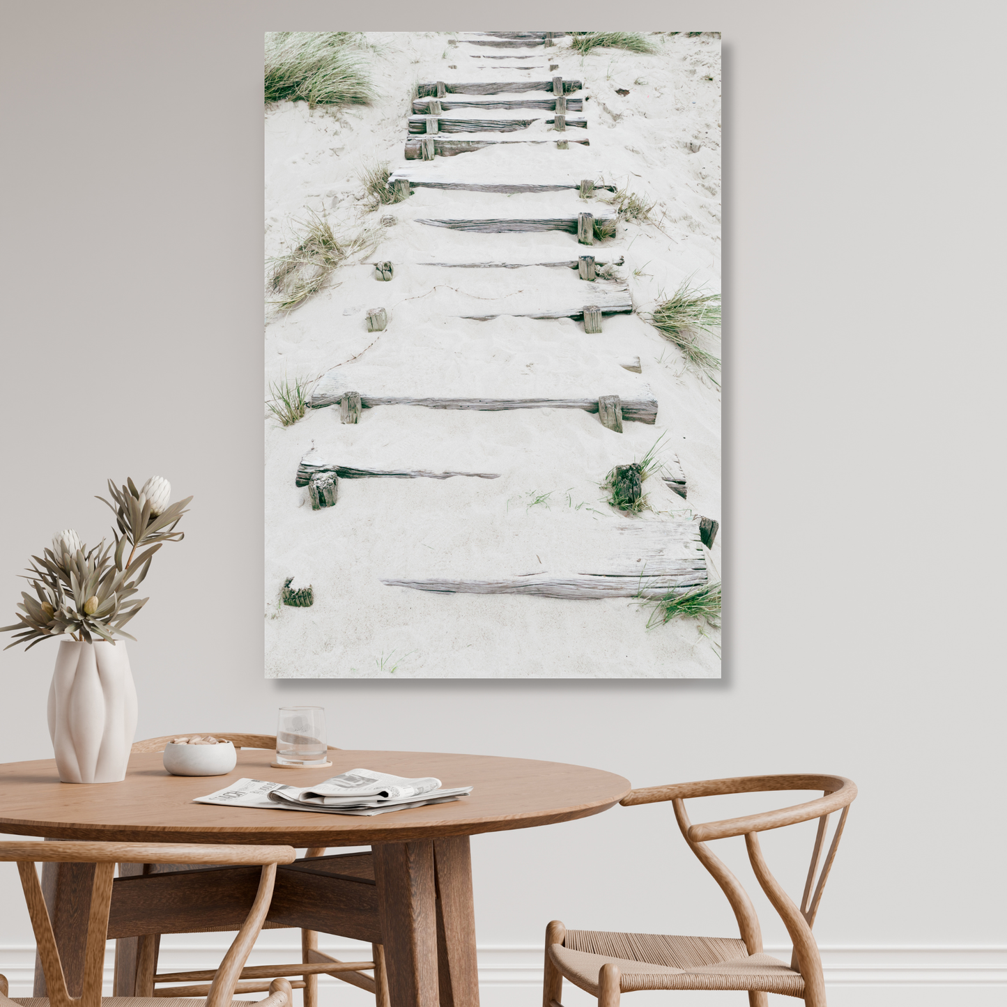 Sandy Beach Stairs Wall Art Canvas Print