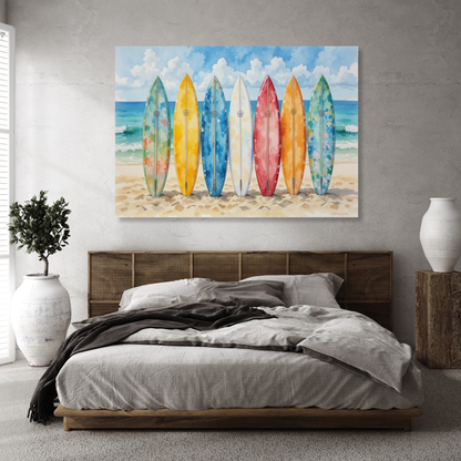 Beach Surfboards Wall Art Canvas Print