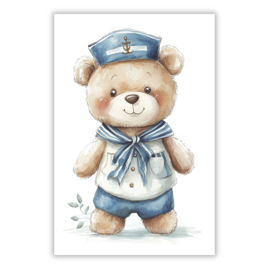 Bertie Bear Canvas Wall Art Print