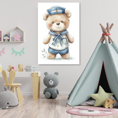 Bertie Bear Canvas Wall Art Print