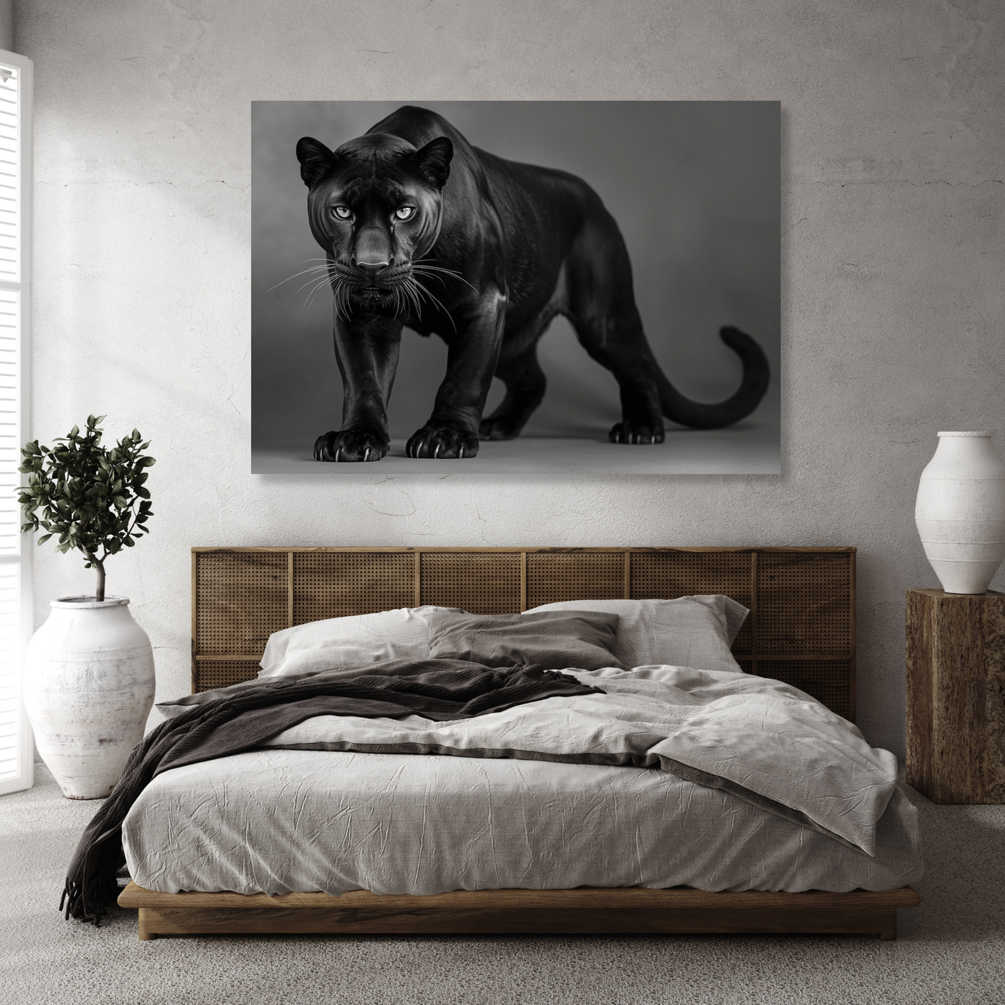 Black & White Panther Wall Art Canvas Print