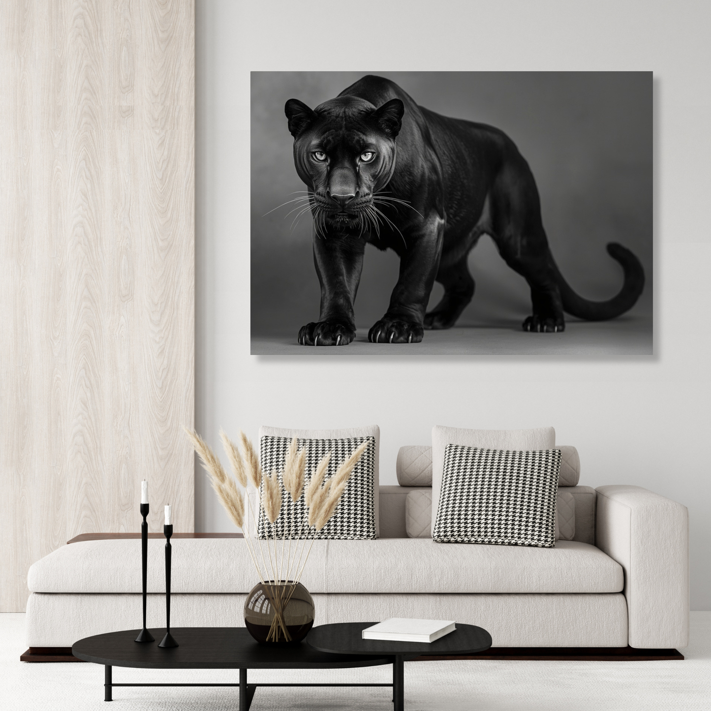 Black & White Panther Wall Art Canvas Print