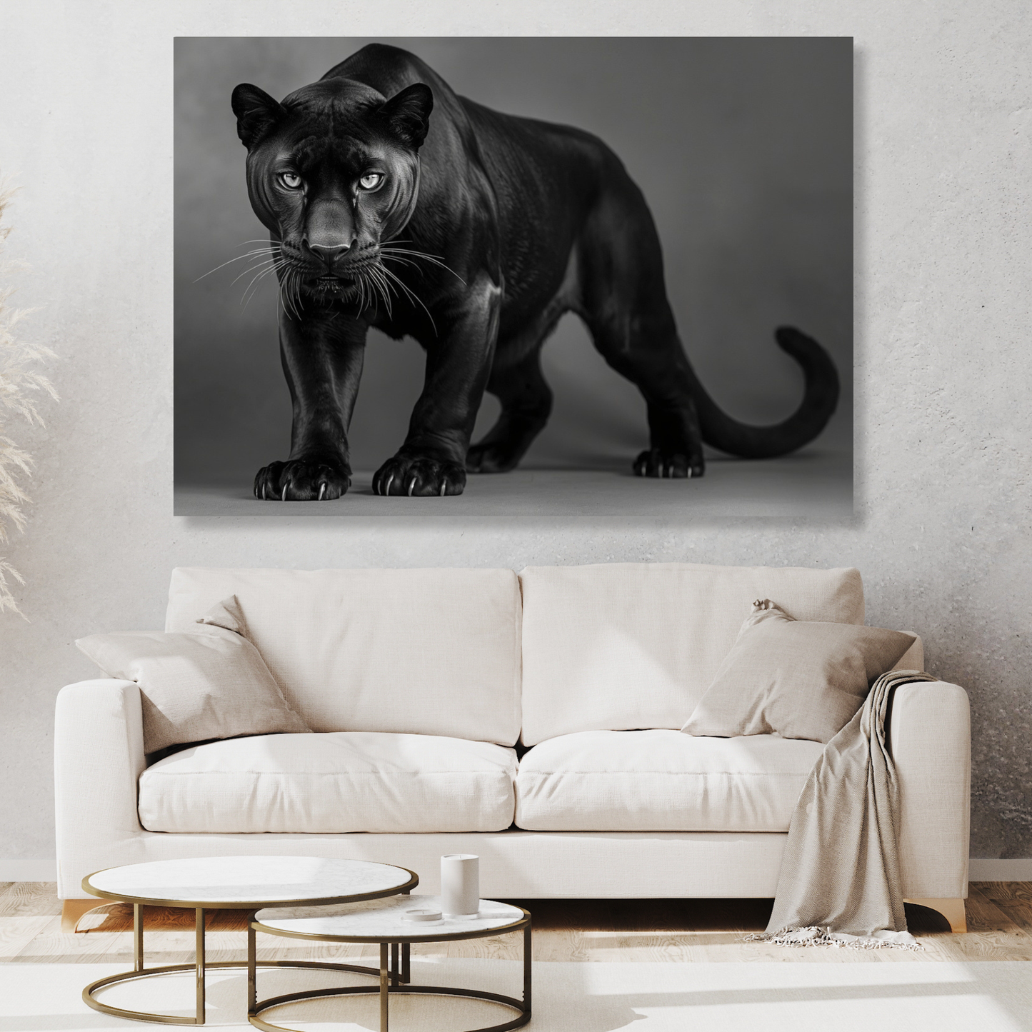 Black & White Panther Wall Art Canvas Print