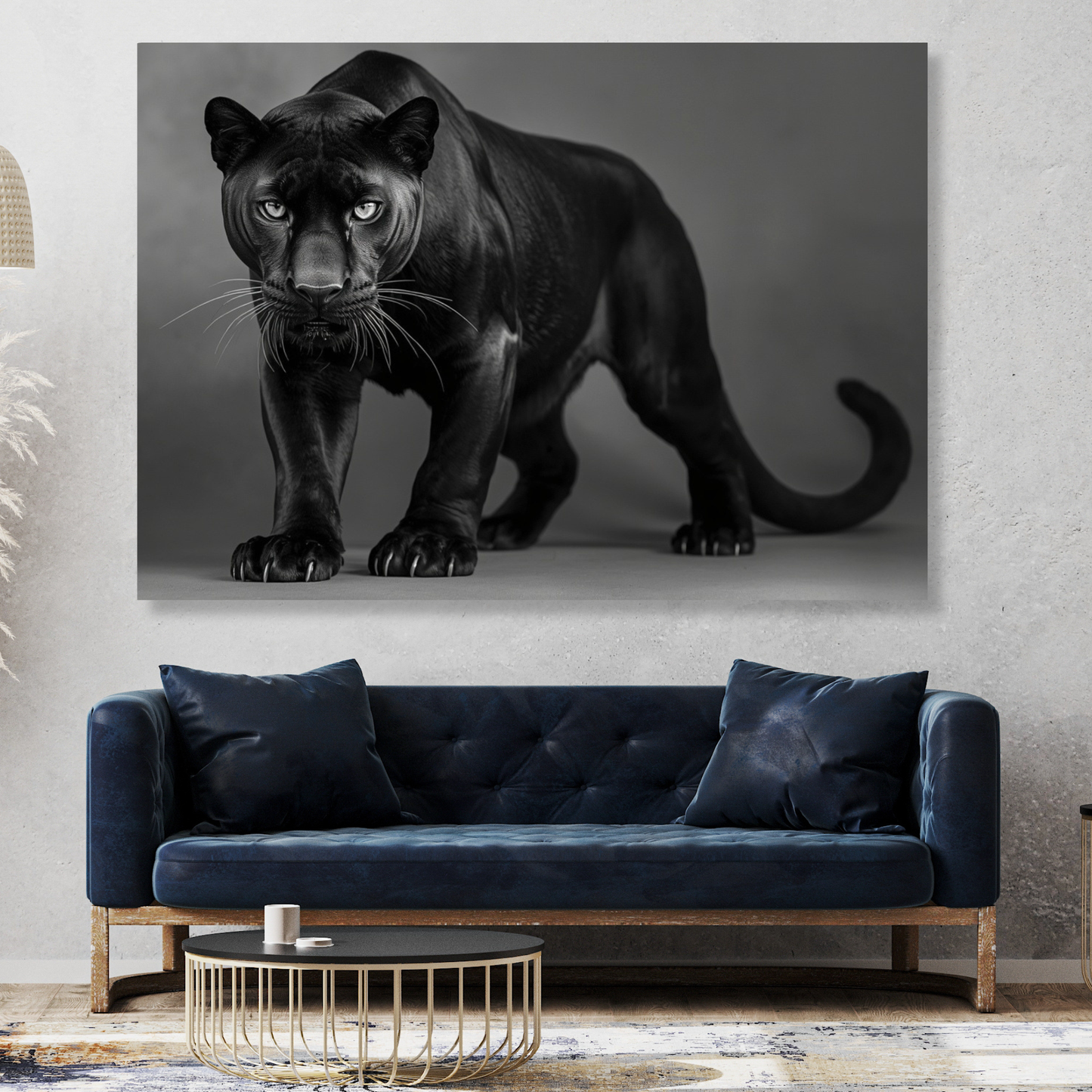 Black & White Panther Wall Art Canvas Print
