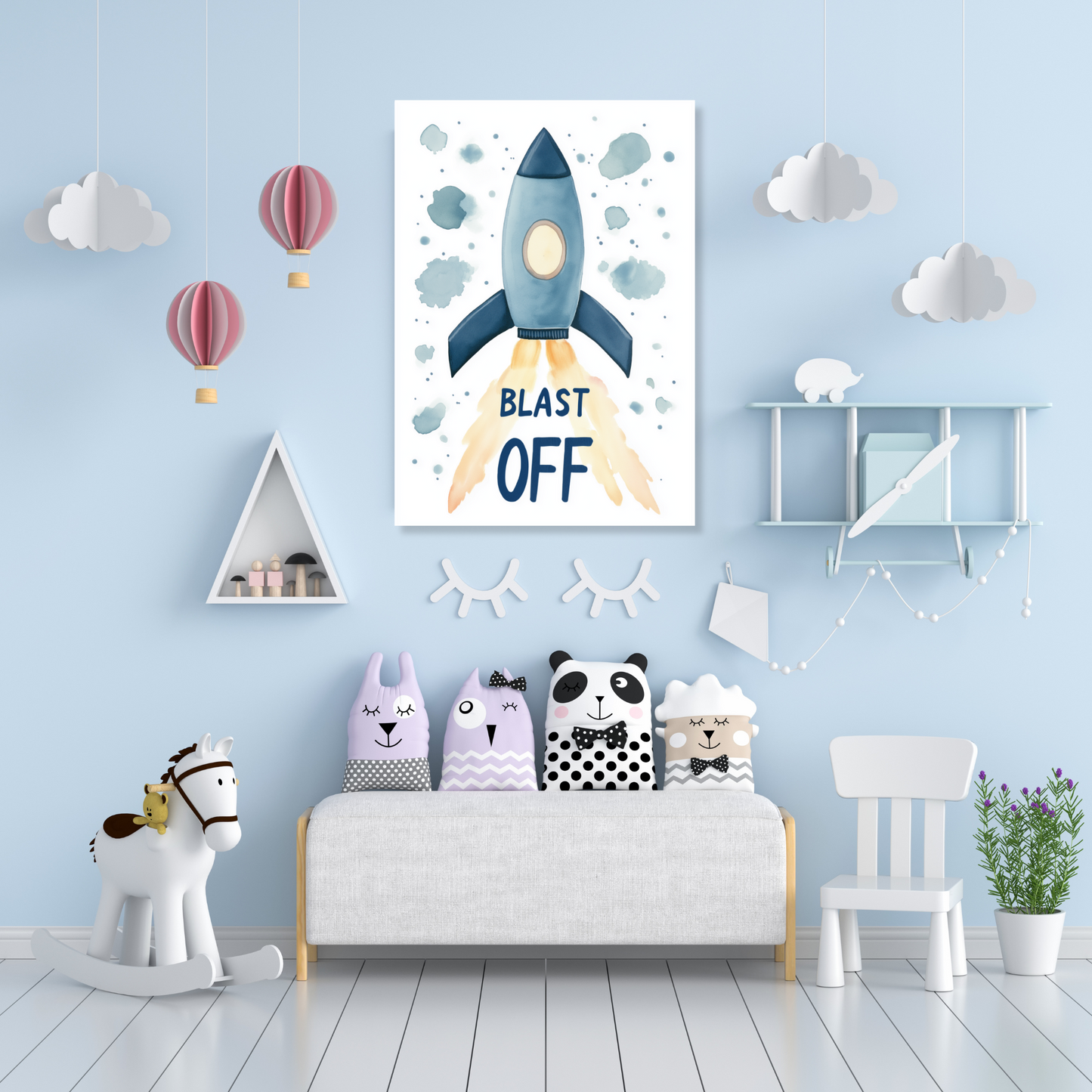 Blast Off Rocket Canvas Wall Art Print