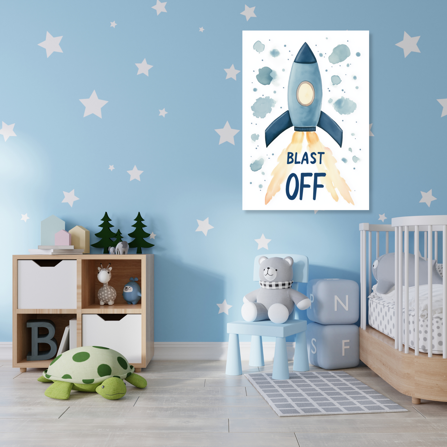 Blast Off Rocket Canvas Wall Art Print