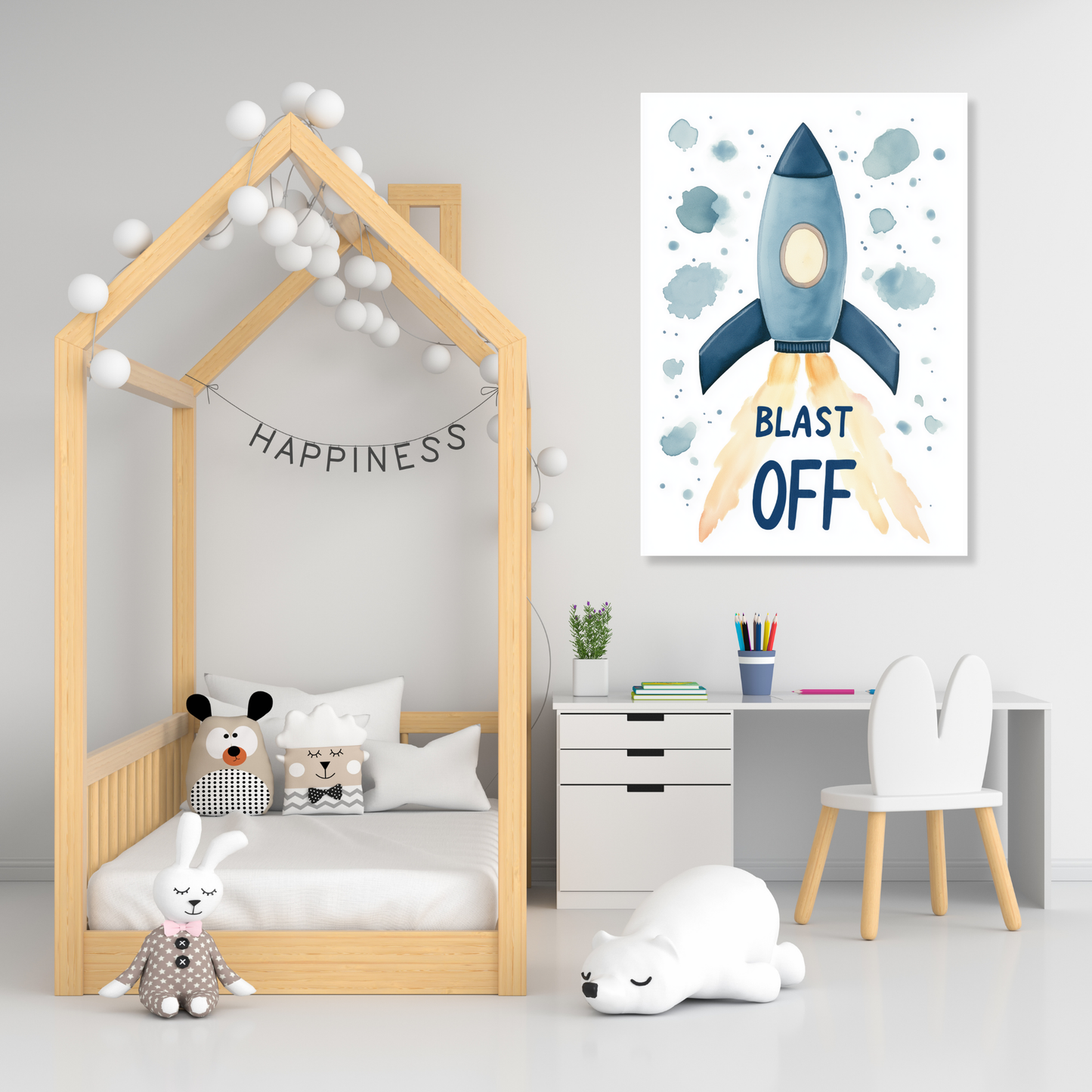 Blast Off Rocket Canvas Wall Art Print