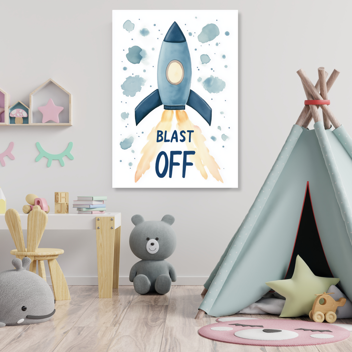 Blast Off Rocket Canvas Wall Art Print