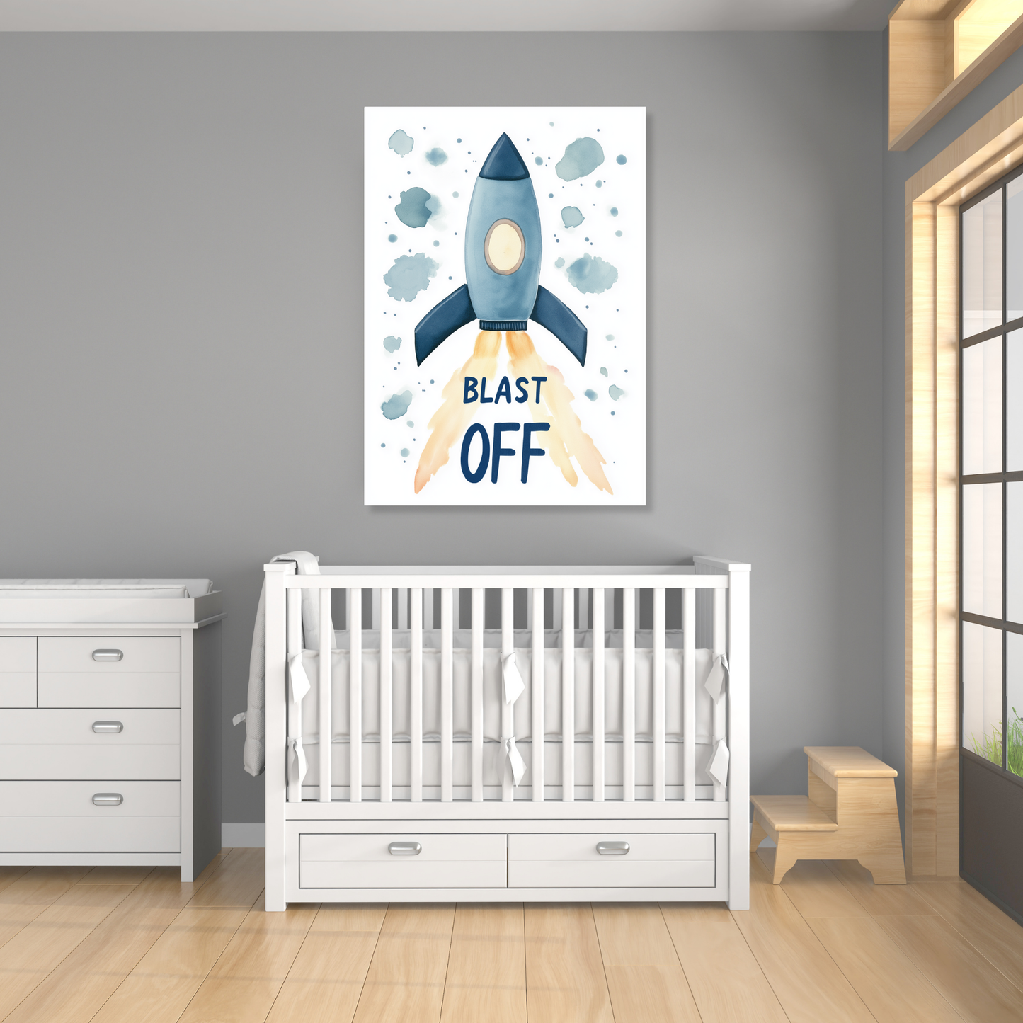 Blast Off Rocket Canvas Wall Art Print