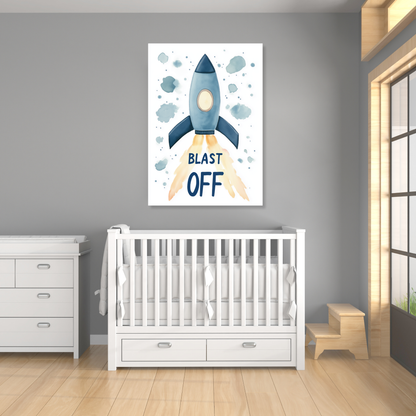 Blast Off Rocket Canvas Wall Art Print