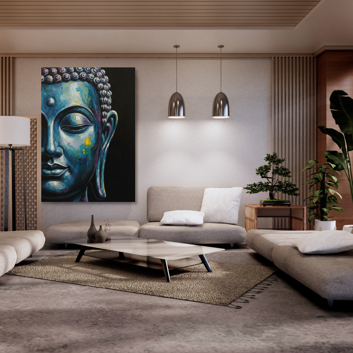 Blue Buddha Wall Art Canvas Print