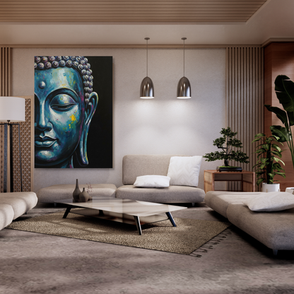 Blue Buddha Wall Art Canvas Print