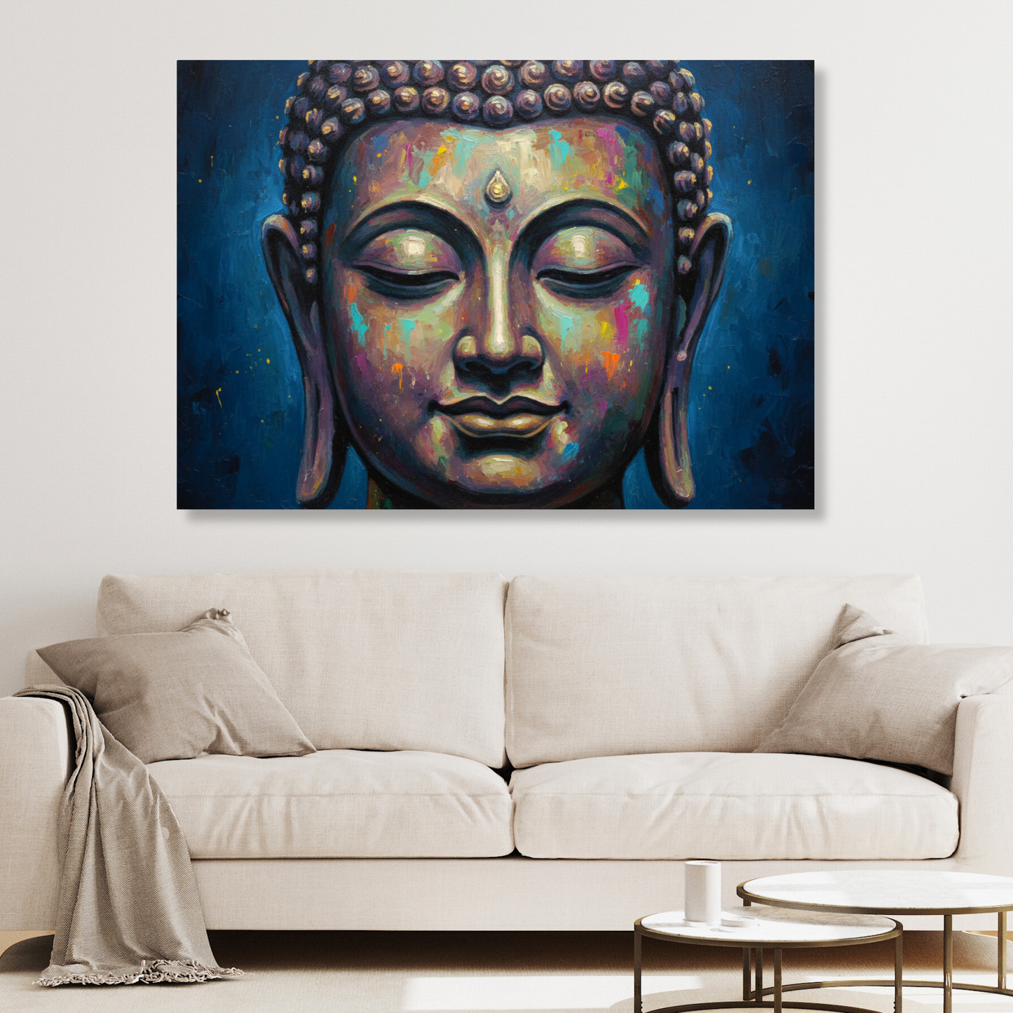 Buddha Art Blue Wall Art Canvas Print