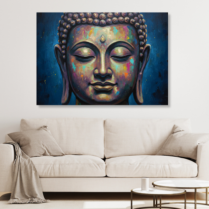 Buddha Art Blue Wall Art Canvas Print