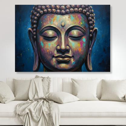 Buddha Art Blue Wall Art Canvas Print