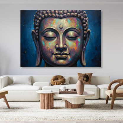 Buddha Art Blue Wall Art Canvas Print