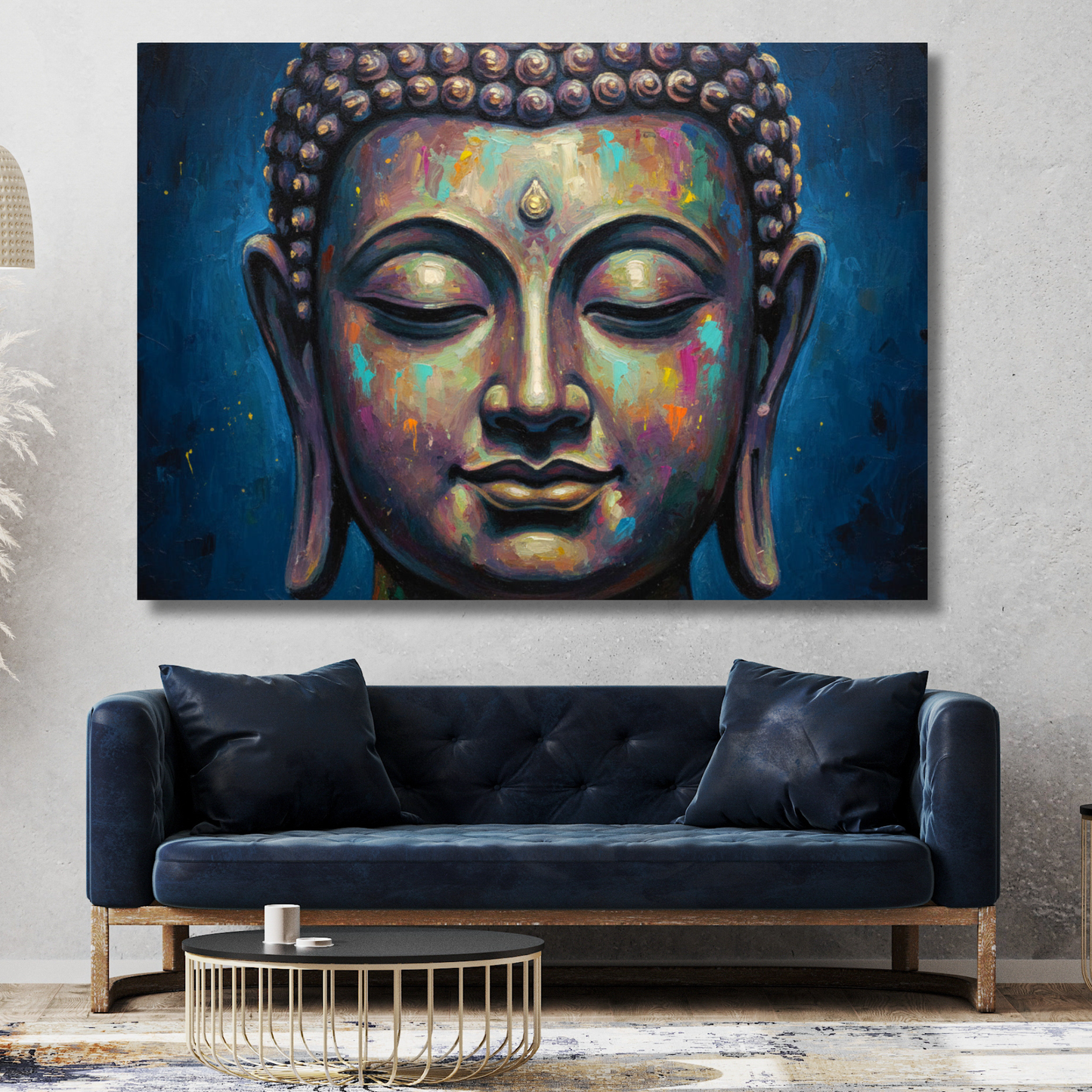 Buddha Art Blue Wall Art Canvas Print