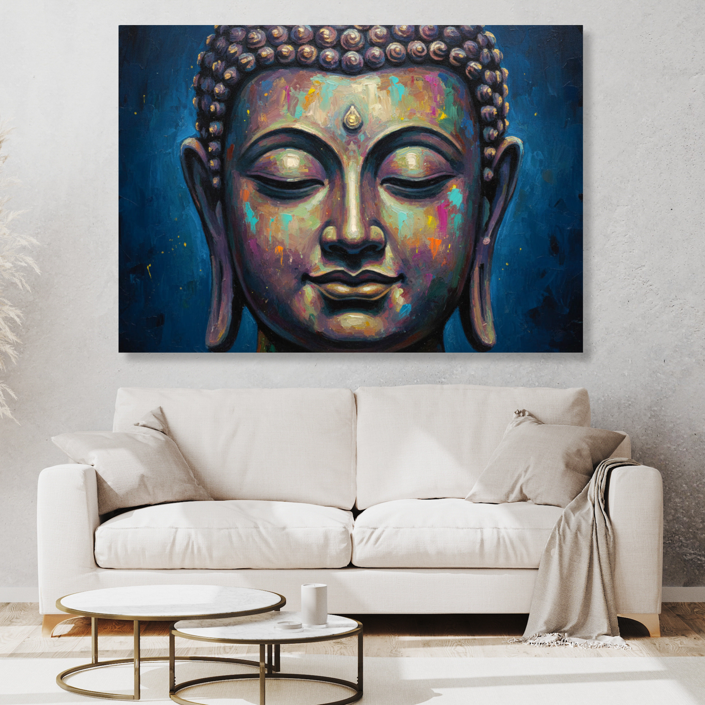 Buddha Art Blue Wall Art Canvas Print