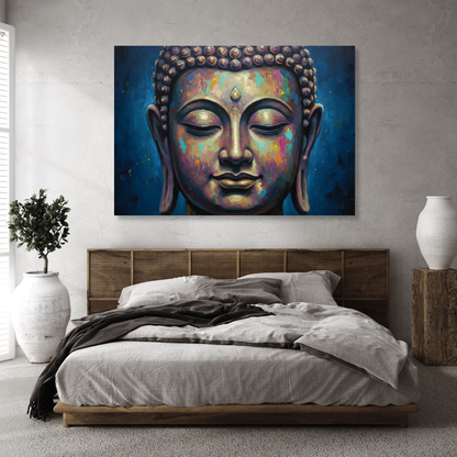 Buddha Art Blue Wall Art Canvas Print