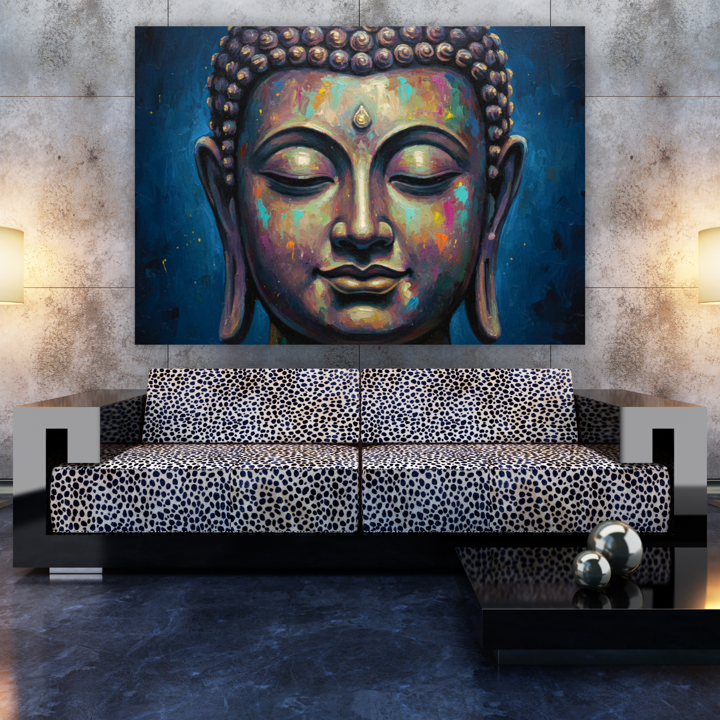 Buddha Art Blue Wall Art Canvas Print