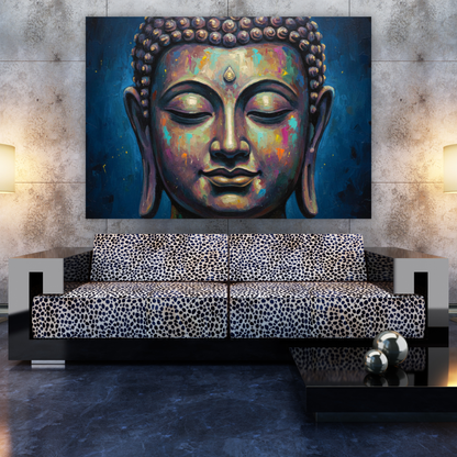 Buddha Art Blue Wall Art Canvas Print