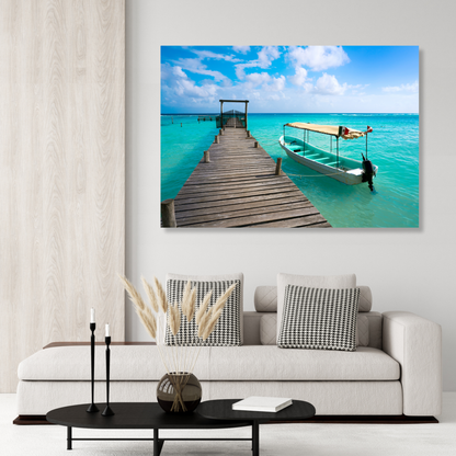 Boat By The Jetty Wall Art Canvas Print