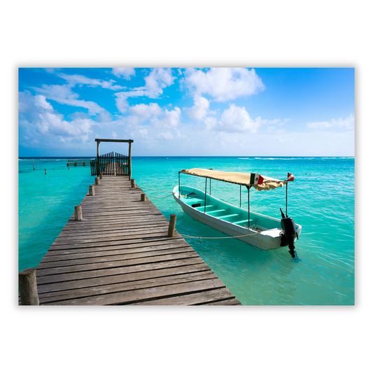 Boat By The Jetty Wall Art Canvas Print