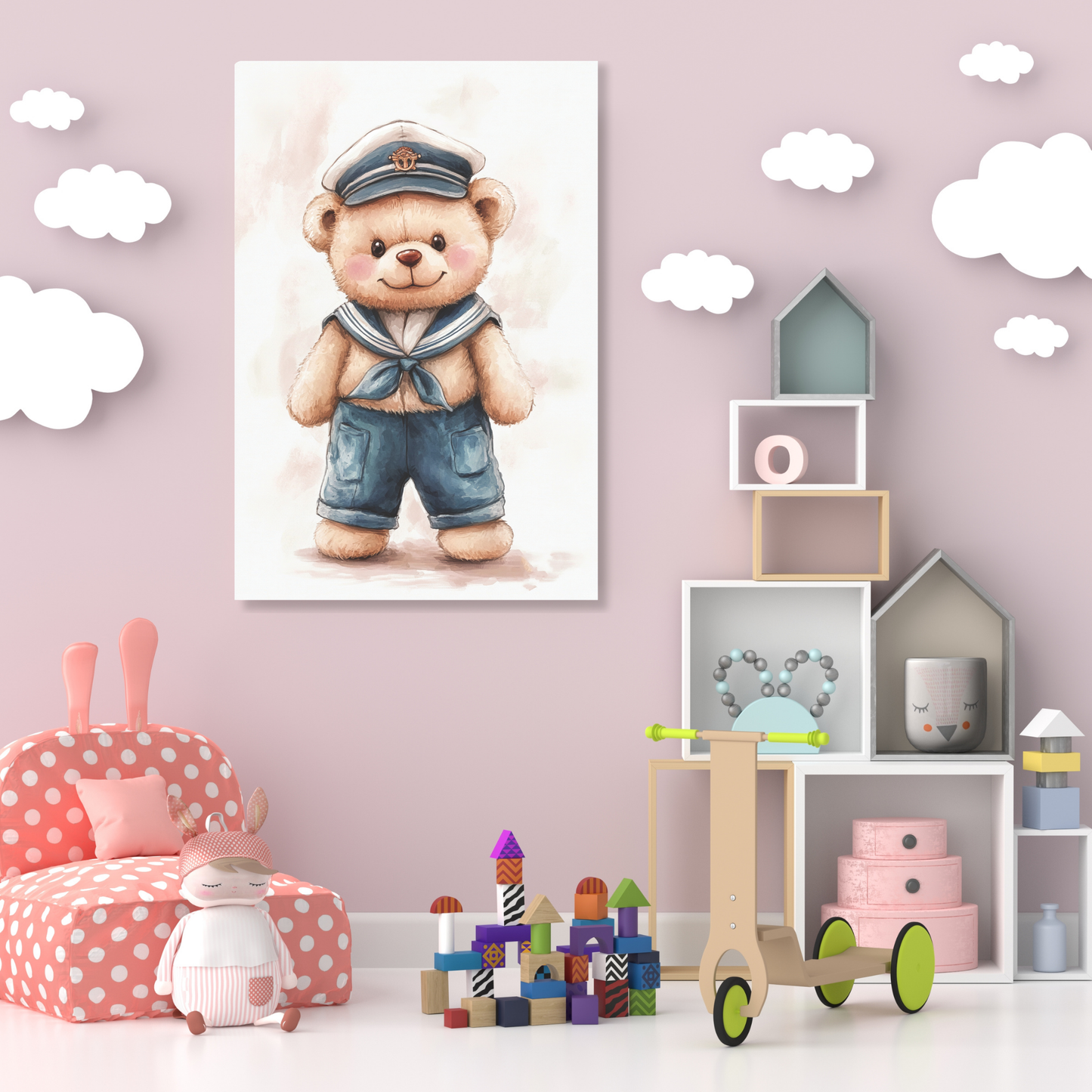 Bobbie Bear Canvas Wall Art Print