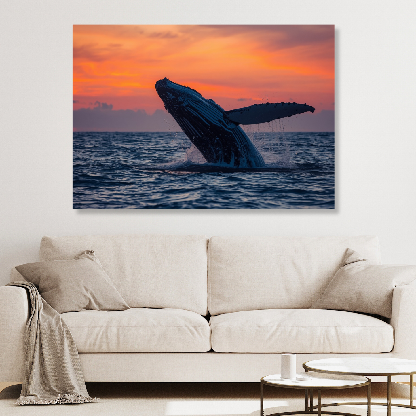 Breaching Humpback Whale Wall Art Canvas Print