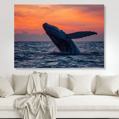 Breaching Humpback Whale Wall Art Canvas Print