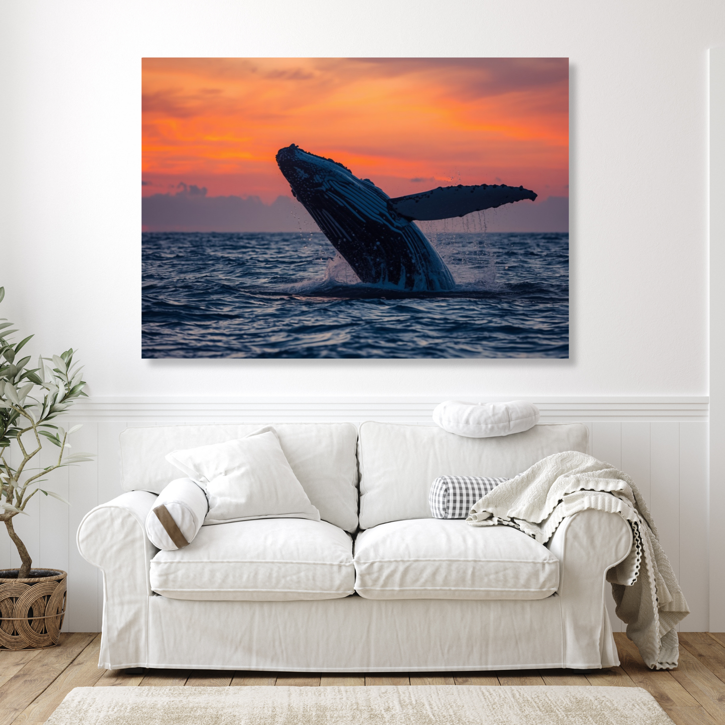 Breaching Humpback Whale Wall Art Canvas Print