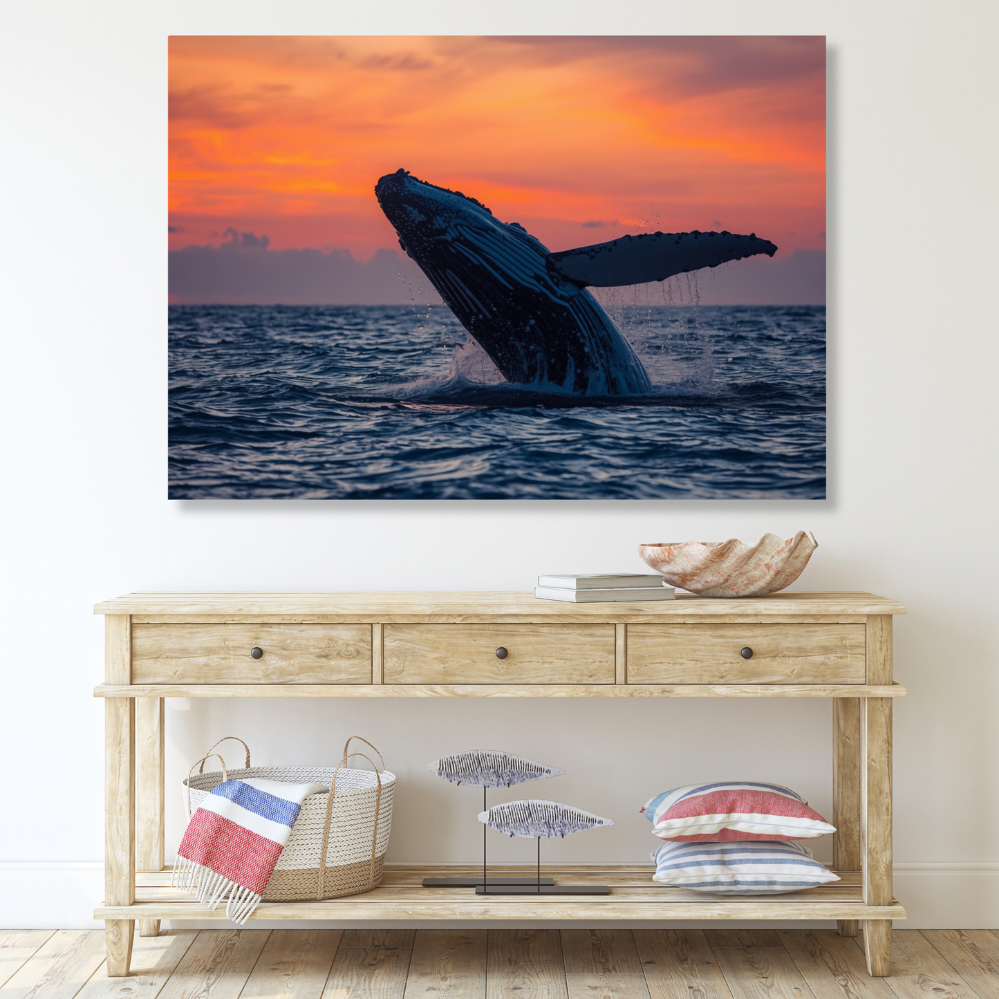Breaching Humpback Whale Wall Art Canvas Print