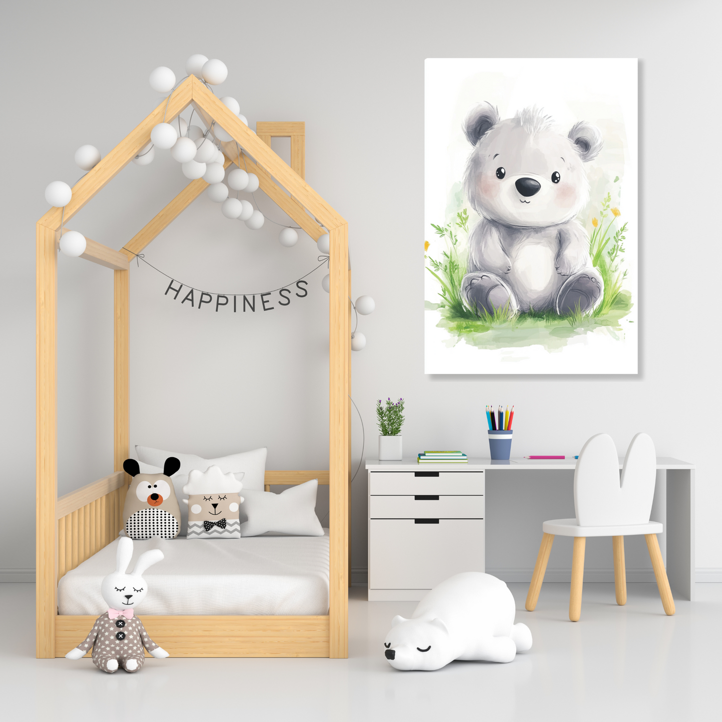 Brooklyn Bear Canvas Wall Art Print