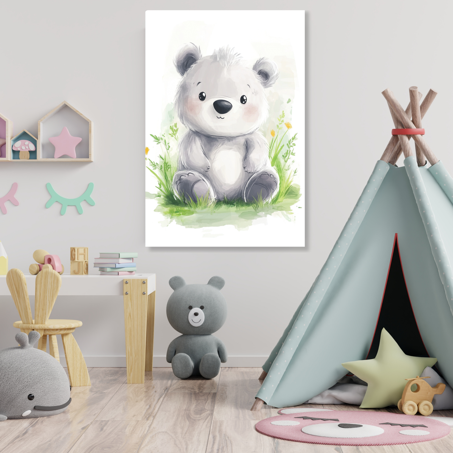 Brooklyn Bear Canvas Wall Art Print