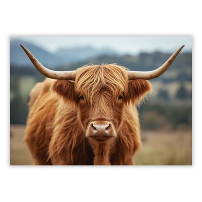 Brown Highland Cow Wall Art Canvas Print