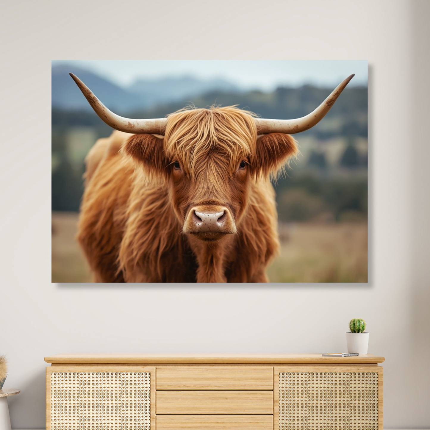 Brown Highland Cow Wall Art Canvas Print