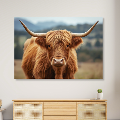 Brown Highland Cow Wall Art Canvas Print