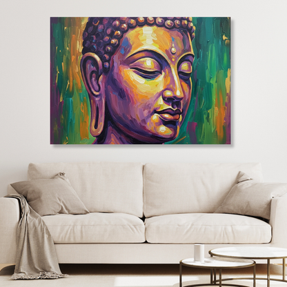 Buddha Art Green & Gold Wall Art Canvas Print